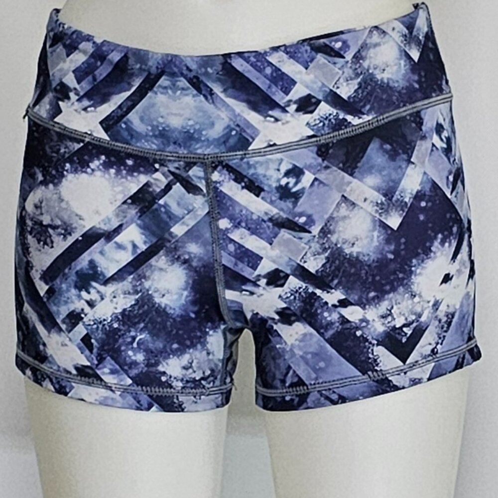 Galaxy Print Athletic Shorts – High Waist, Compression Fit, Cosmic Gym Style